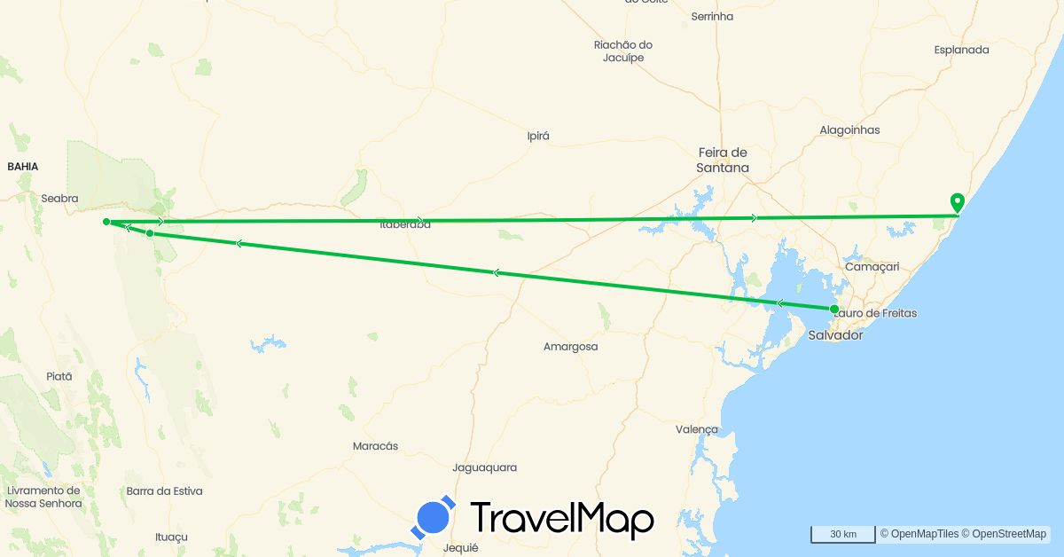 TravelMap itinerary: bus in Brazil (South America)